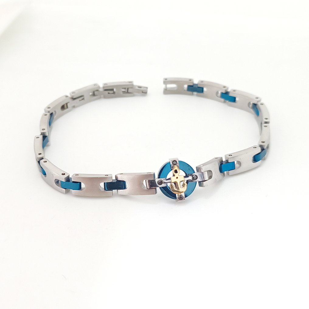 18K包金 - 基础手链，采用外科级不锈钢, 黄金 - 手镯 - Acciaio e Oro #1.0