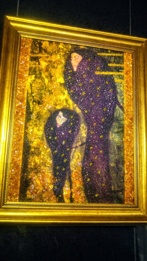 波罗的海琥珀马赛克画 - 盖斯特·克里姆特的水之仙女 - 琥珀 - 48 cm - 38 cm #3.2