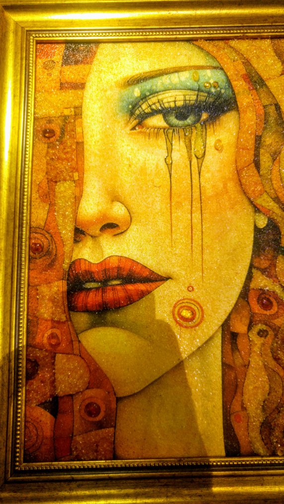 波罗的海琥珀马赛克画——《金色的泪水》 by Gustav Klimt - 琥珀 - 48 cm - 38 cm #3.2