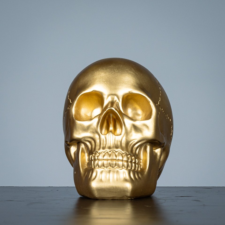 雕塑, Goudkleurige schedel - 180 mm - 树脂 - 2010 #1.0