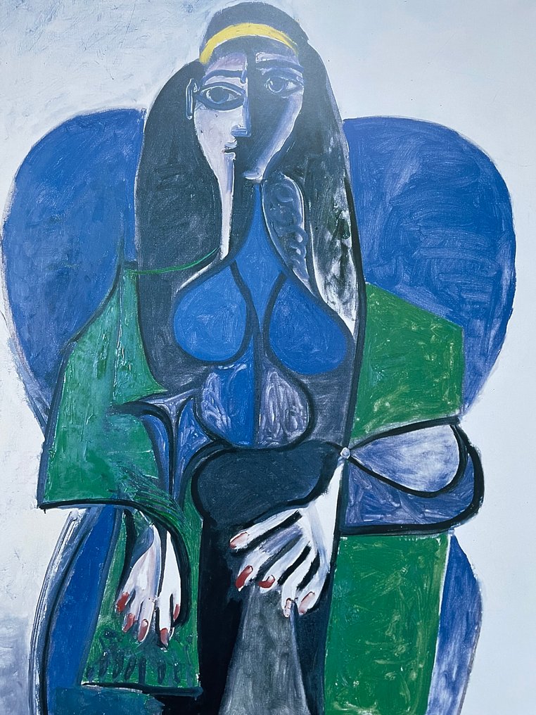 Pablo Picasso (after) - Femme Assise à l’echarpe Verte - Offset Lithography - Achenbach licensed print 1994 ** NO RESERVE ** #2.1