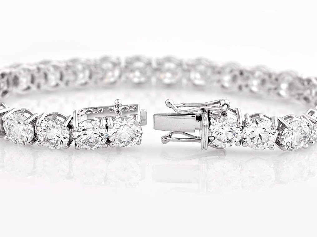 Rannekoru - 14 kt. Valkokulta -  28.43ct. tw. Timantti (Laboratoriossa kasvatettu) #2.1