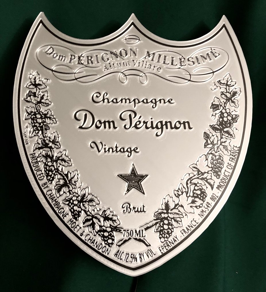Tribute to Dom Perignon Champagne Silver Label - 酒吧广告 - 背光宣傳標誌牌 - 硬塑料 #4.3