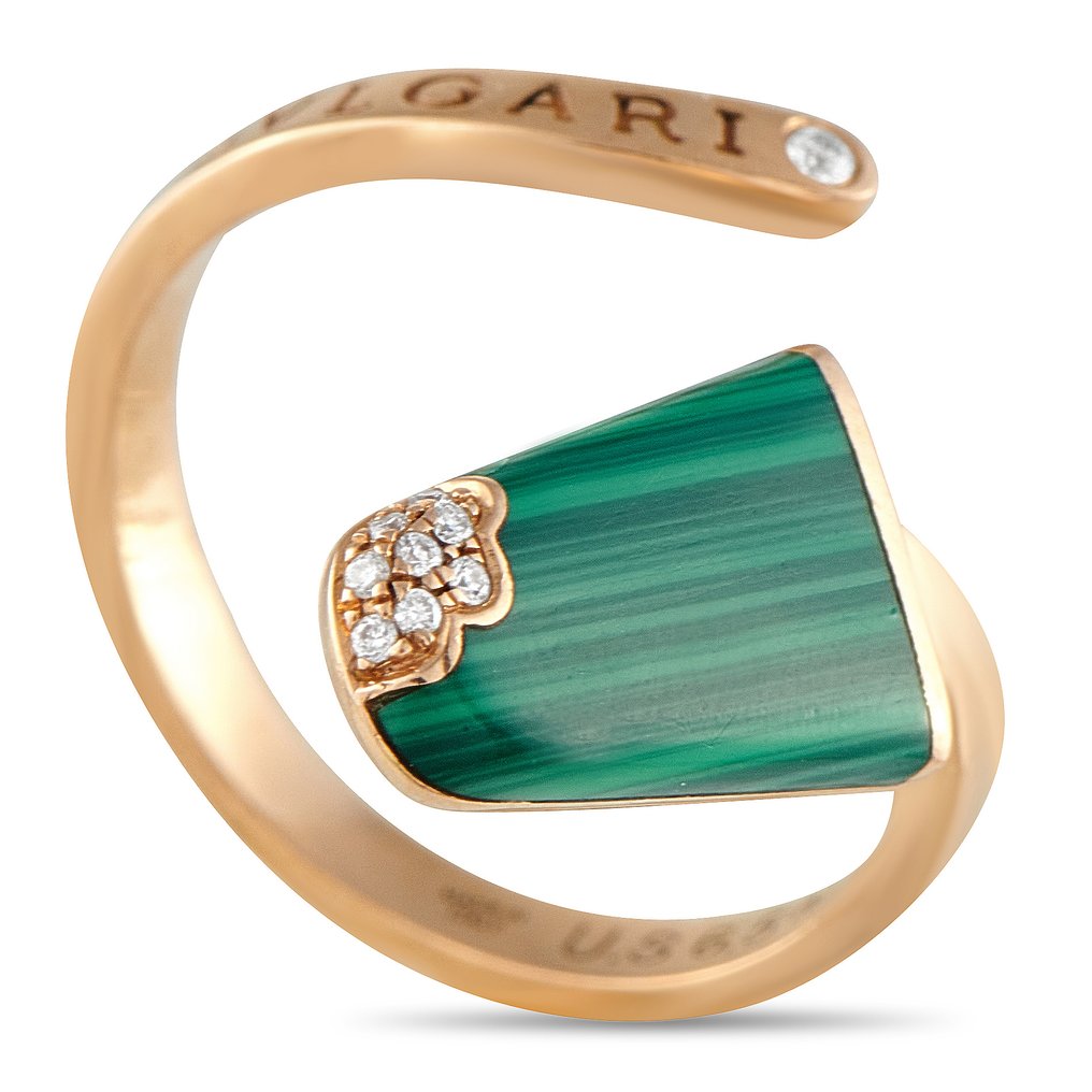 Bvlgari - Δαχτυλίδι - 18 καράτια Gelati ροζ χρυσό 18K δαχτυλίδι με διαμάντια και μαλαχίτη, Ροζ χρυσό #1.0