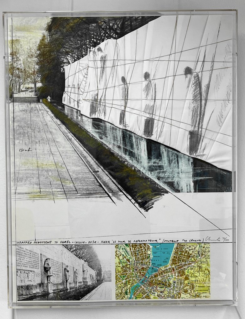 Christo (1935-2020) - Wrapped Mur des Réformateurs, Geneva, limitiert und signiert #1.0
