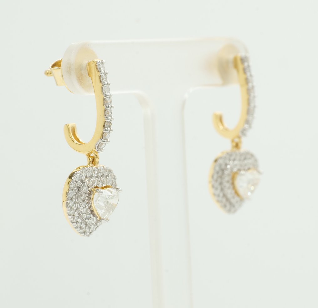 Βραδινά σκουλαρίκια - 14 καράτια Κίτρινο χρυσό - 1.66ct. tw. Διαμάντι (Φυσικό) - Διαμάντι - Νυφικά κρεμαστά σκουλαρίκια #1.0