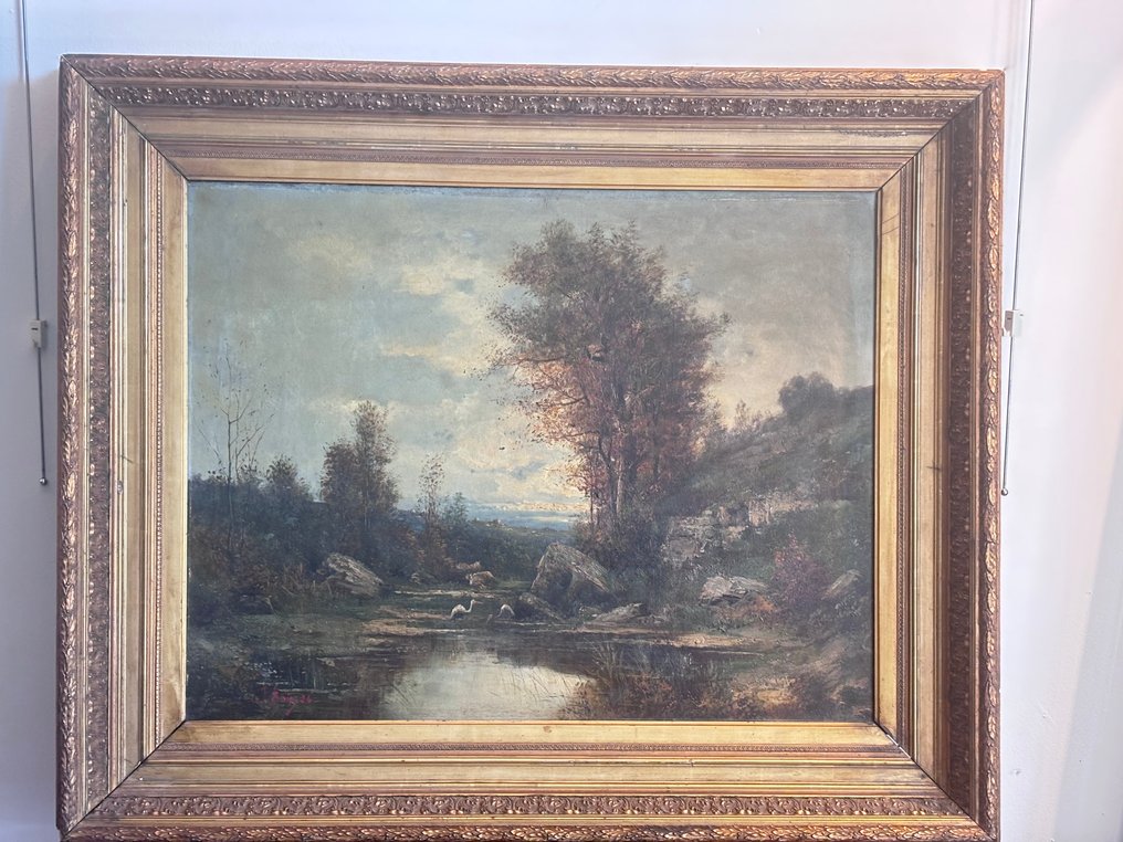 Scuola francese (XIX), firmato J. Bain - Tramonto - XL format #2.1