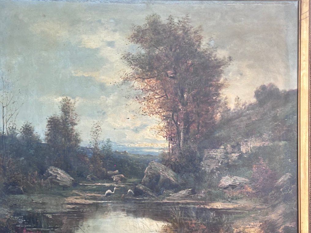 Scuola francese (XIX), firmato J. Bain - Tramonto - XL format #3.2