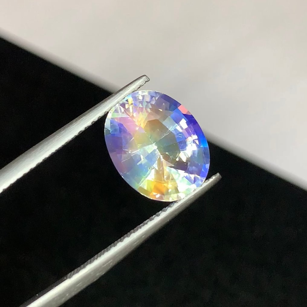 1 pcs 无色 月光石 - 4.93 ct - 国际有色宝石协会(ICA GemLab) - 天然彩虹月光石 #1.0
