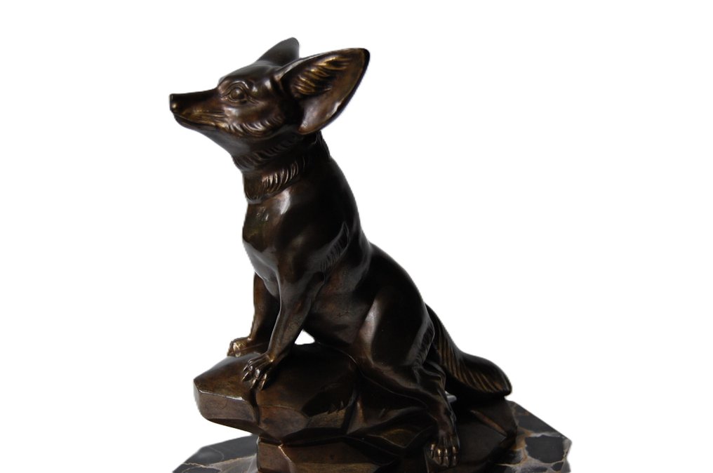 Pierel - 雕塑, Woestijnvos / Fennec - 24 cm - 金属, 大理石 - 1930 #1.0