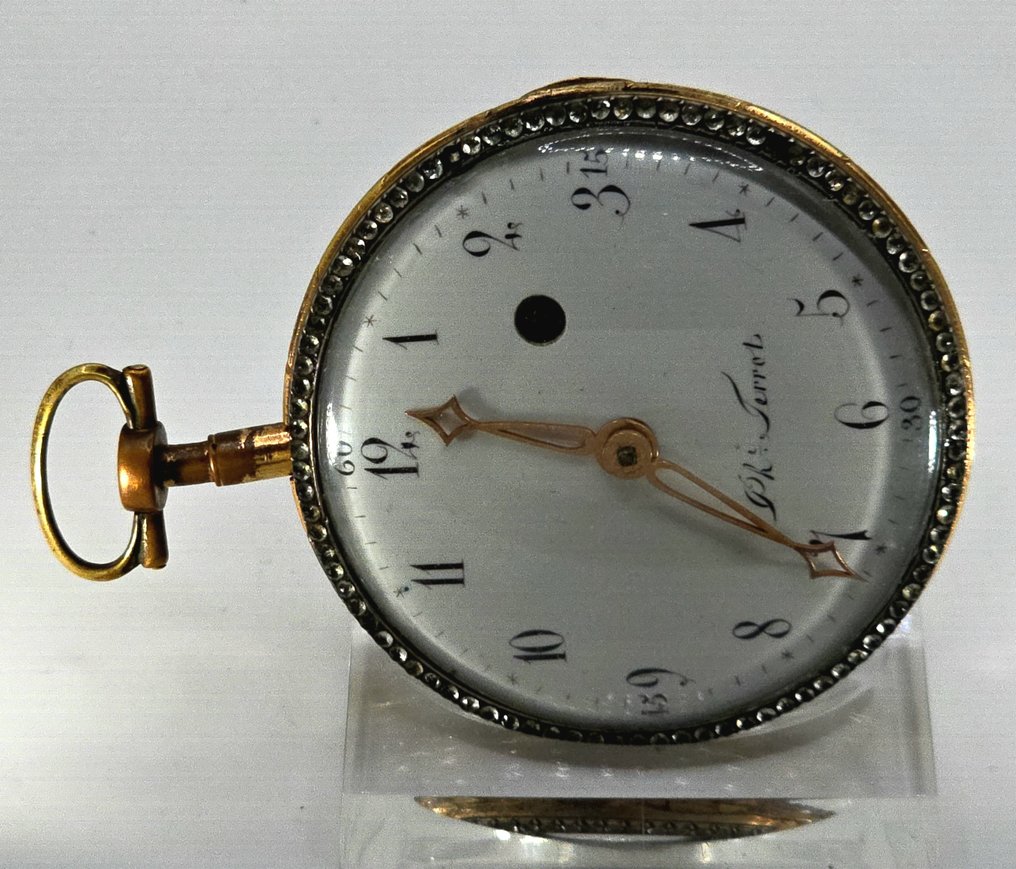 Philippe Terrot a Geneve - Große Lepine Schmuck-Spindeluhr - Emaillerückseite - die Liebeserkärung - Schweiz um 1770 - Vor 1850 #2.1