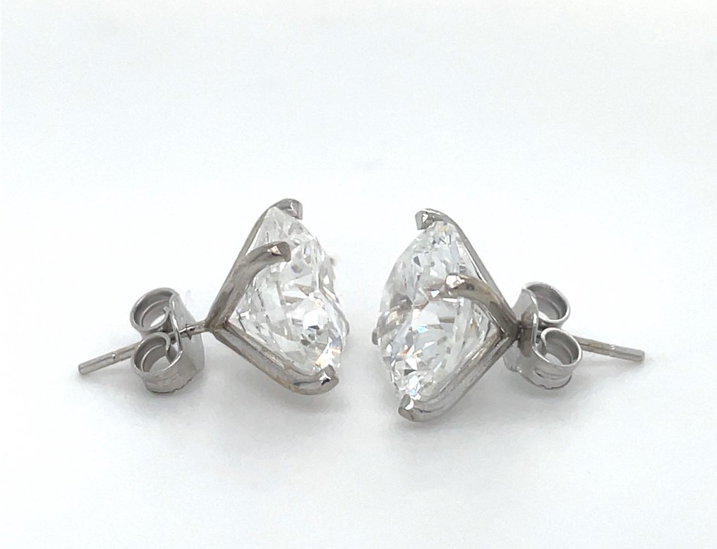 小型钉状耳环 - 14K包金 白金 -  5.01ct. tw. 钻石 (实验室培育) - 5.01 克拉钻石耳钉 #4.3