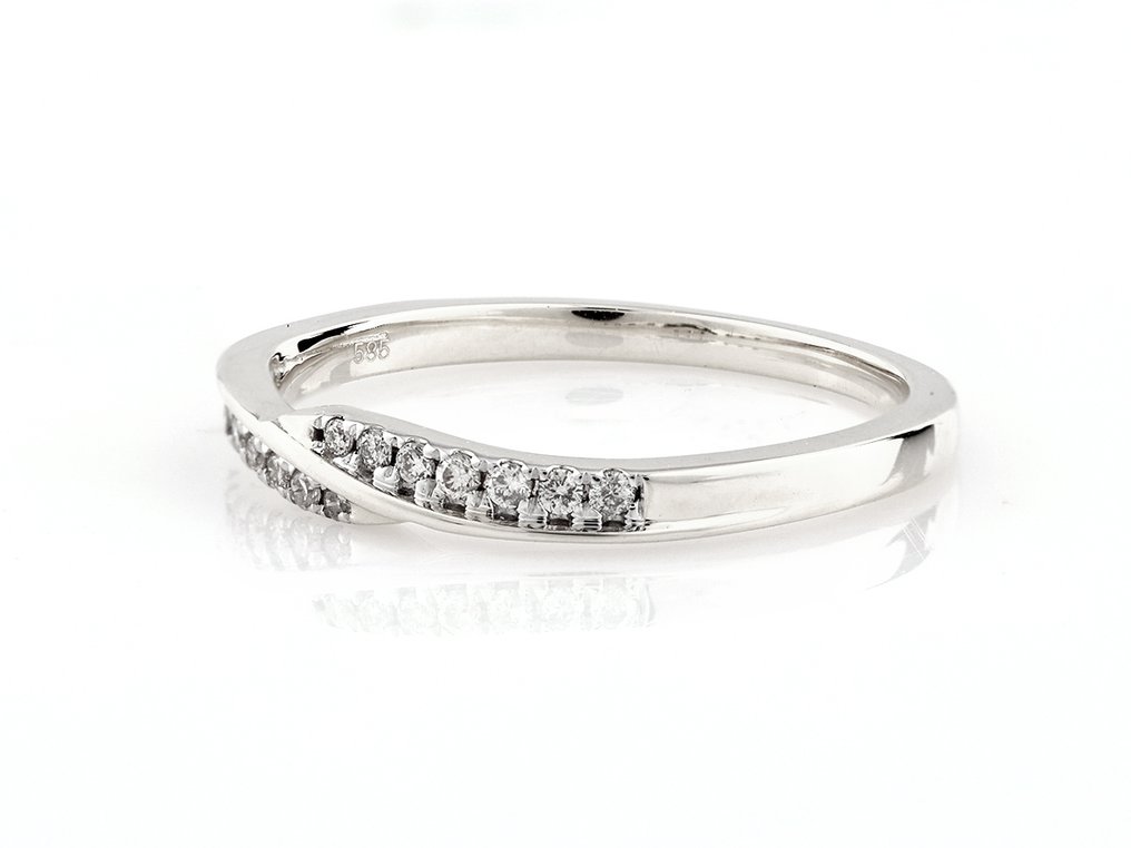 戒指 - 14 克拉 白金 - 0.10ct. tw. 鉆石 (天然) #3.2