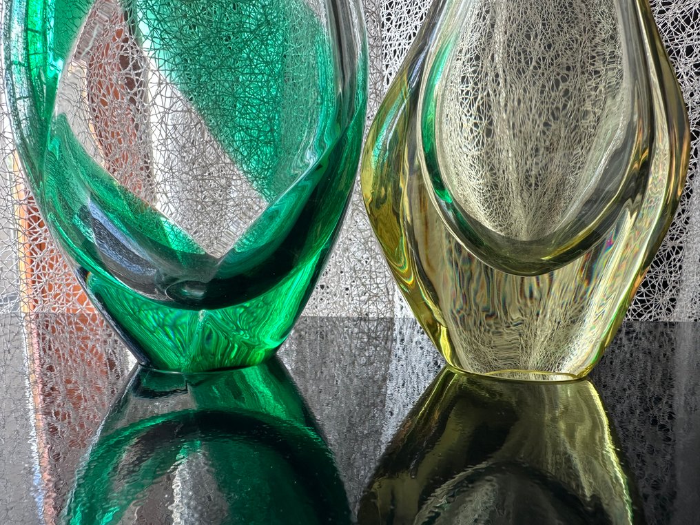 Duo of Art Glass Vases in Sommerso Technique - 花瓶 (2)  - 玻璃 #1.0