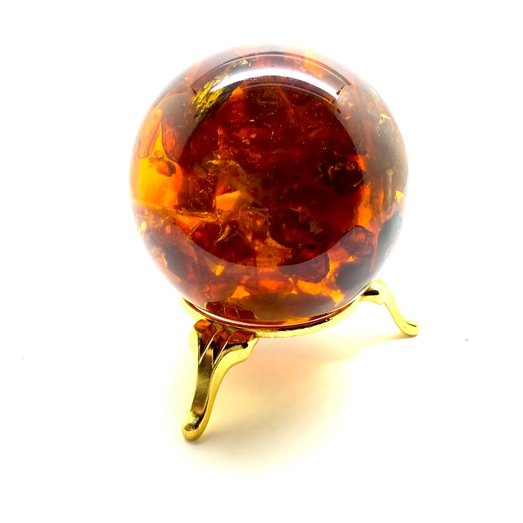 Μπάλα με μέλισσα και πετρώματα από βαλτική κεχριμπάρι. - Κεχριμπάρι - Succinite - 56 mm - 56 mm (χωρίς τιμή ασφαλείας) #4.3