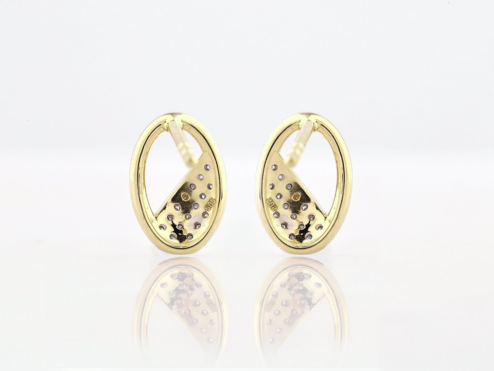 Sans prix de réserve - Boucles d'oreilles - 14 carats Or jaune -  0.07ct. tw. Diamant (Naturelle)  #3.2