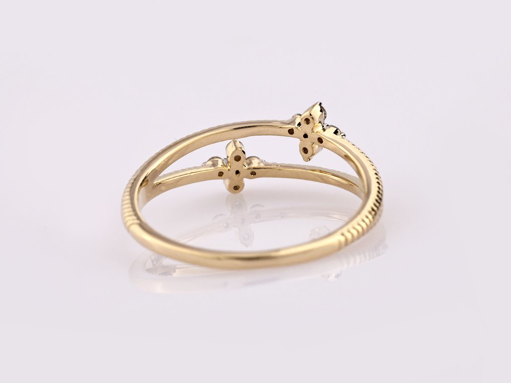Δαχτυλίδι - 14 καράτια Κίτρινο χρυσό -  0.12ct. tw. Διαμάντι (Φυσικό)  #3.2