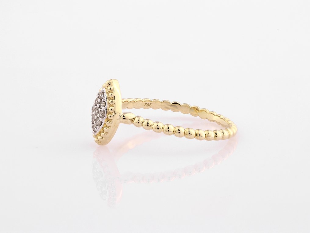 Nincs minimálár - Gyűrű - 14 kt. Sárga arany - 0.10ct. tw. Gyémánt (Természetes) #1.0