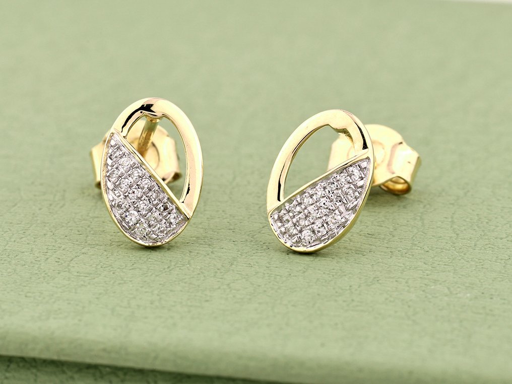 Sans prix de réserve - Boucles d'oreilles - 14 carats Or jaune -  0.07ct. tw. Diamant (Naturelle)  #4.3