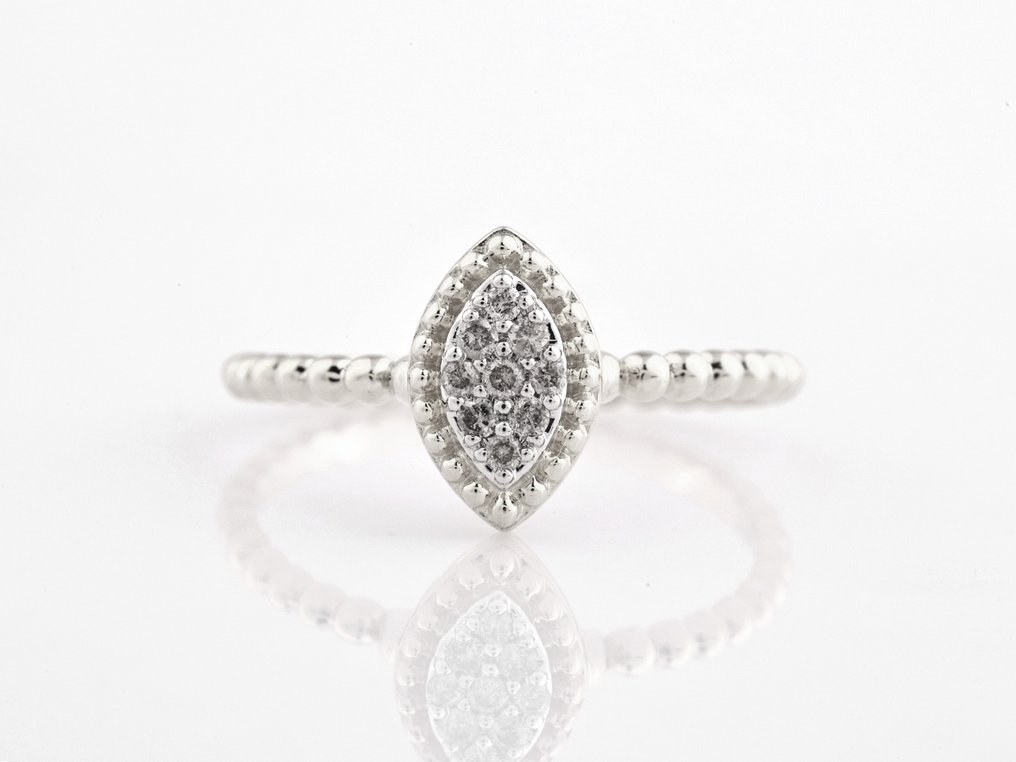 χωρίς τιμή ασφαλείας - Δαχτυλίδι - 14 καράτια Λευκός χρυσός -  0.10ct. tw. Διαμάντι (Φυσικό)  #1.0