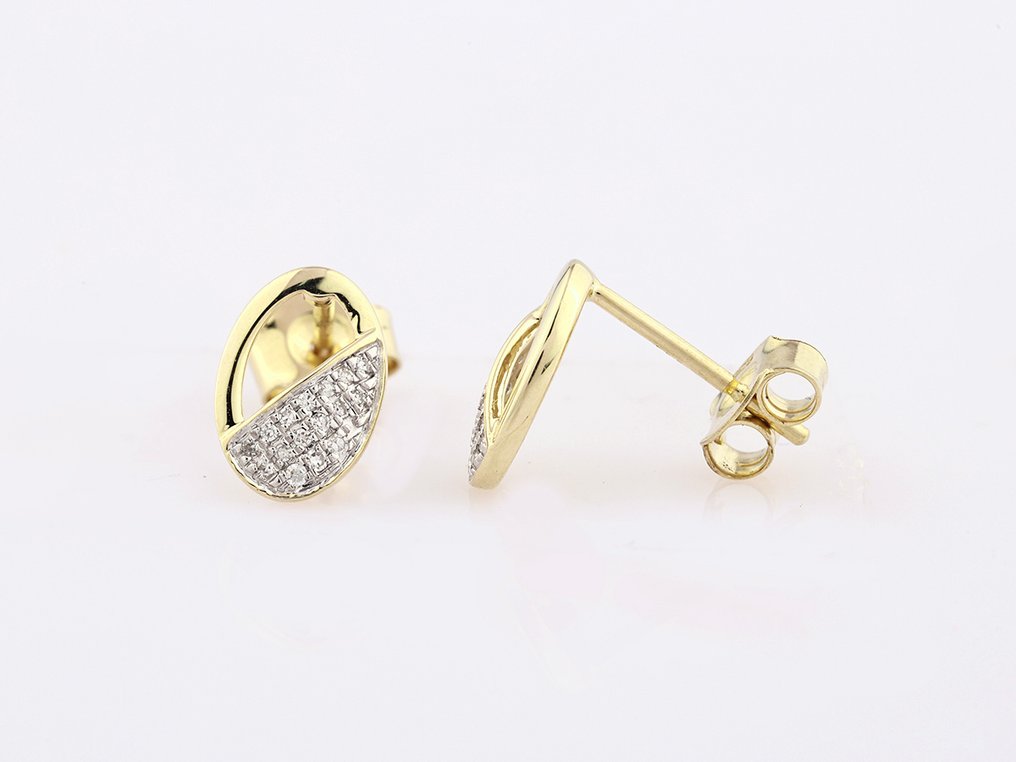 Sans prix de réserve - Boucles d'oreilles - 14 carats Or jaune -  0.07ct. tw. Diamant (Naturelle)  #1.0