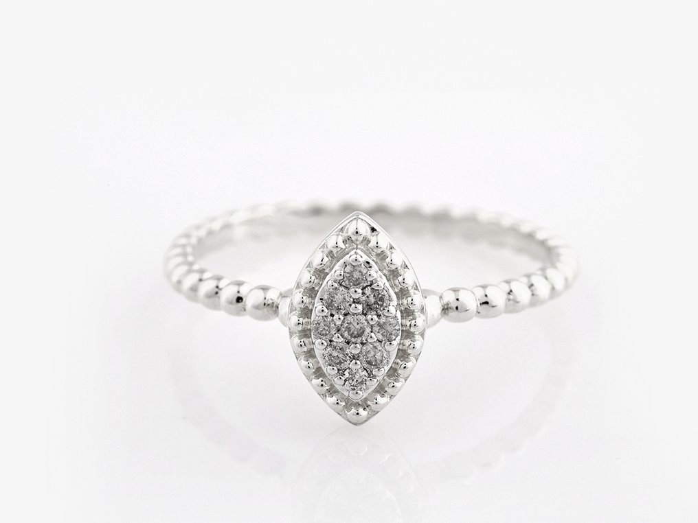 χωρίς τιμή ασφαλείας - Δαχτυλίδι - 14 καράτια Λευκός χρυσός -  0.10ct. tw. Διαμάντι (Φυσικό)  #4.3