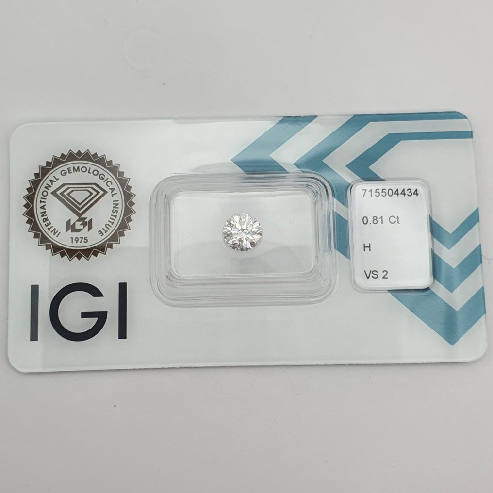 1 pcs 钻石  (天然)  - 0.81 ct - 圆形 - H - VS2 轻微内含二级 - 国际宝石研究院（IGI） #1.0