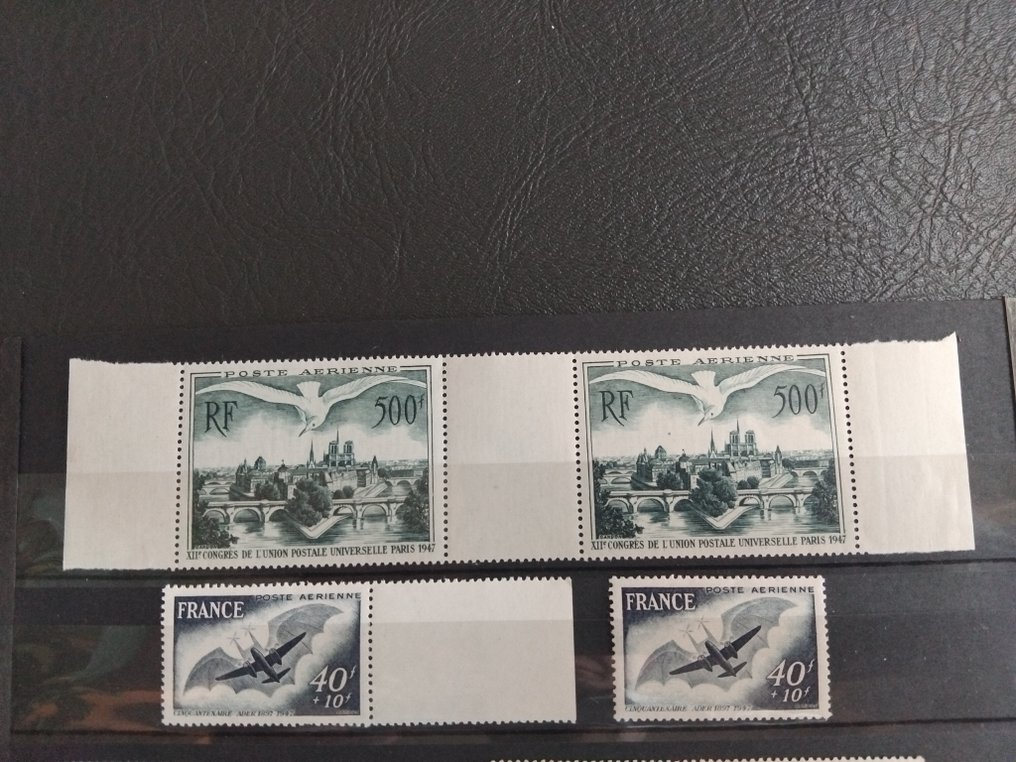 Frankrike 1936/1957 - Lot Poste Aérienne som Union Postale, Utsikt over store byer og Paris fra 1949-50, prototyper - Yvert entre n°8 et le n°37 (dont n°29) Luxe MNH** + Bandes, blocs de 4 // Forte Cote #4.3