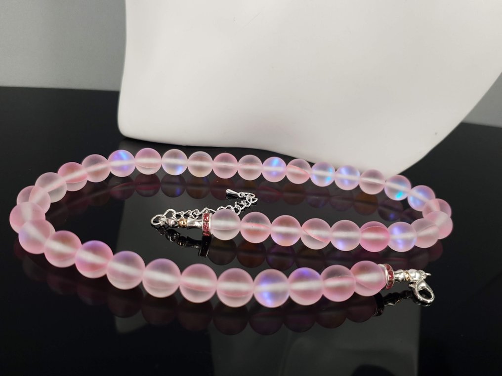 天然粉红月光石 / 免费送货 - 链 #1.0