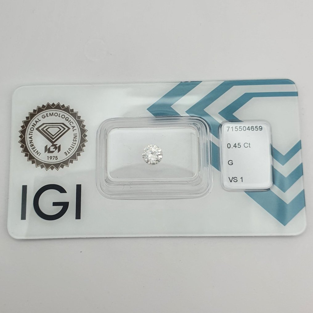 1 pcs Διαμάντι (Φυσικό) - 0.45 ct - Στρογγυλό - G - VS1 - International Gemological Institute (IGI) #1.0