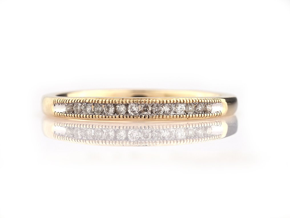 戒指 - 14K包金 黄金 -  0.09ct. tw. 钻石 (天然)  #1.0