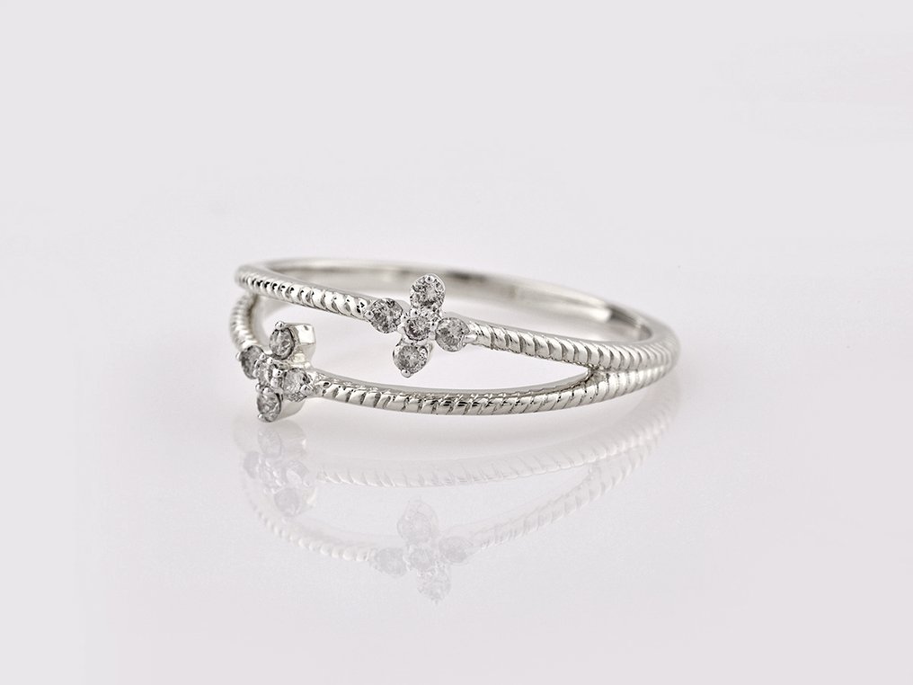 Δαχτυλίδι - 14 καράτια Λευκός χρυσός -  0.12ct. tw. Διαμάντι (Φυσικό)  #3.2