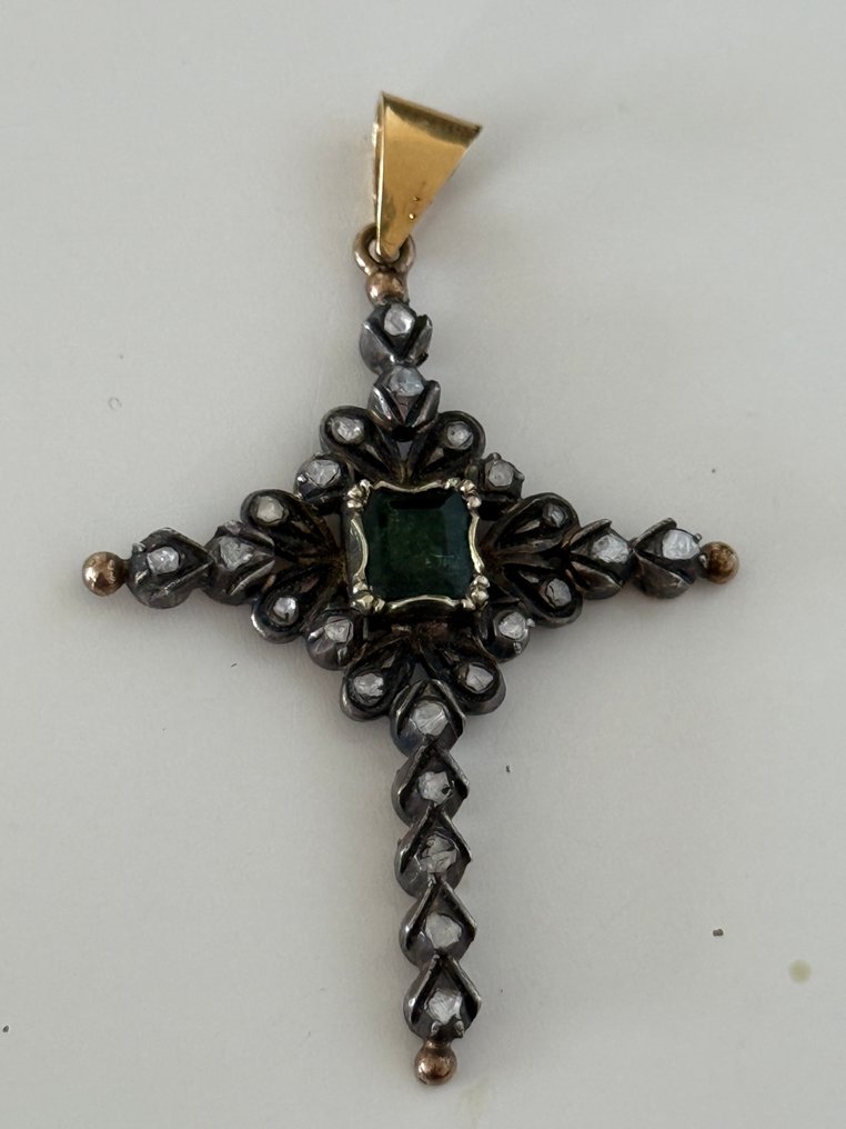 十字架吊坠 - 14K包金 银, 金, 黄金 #1.0