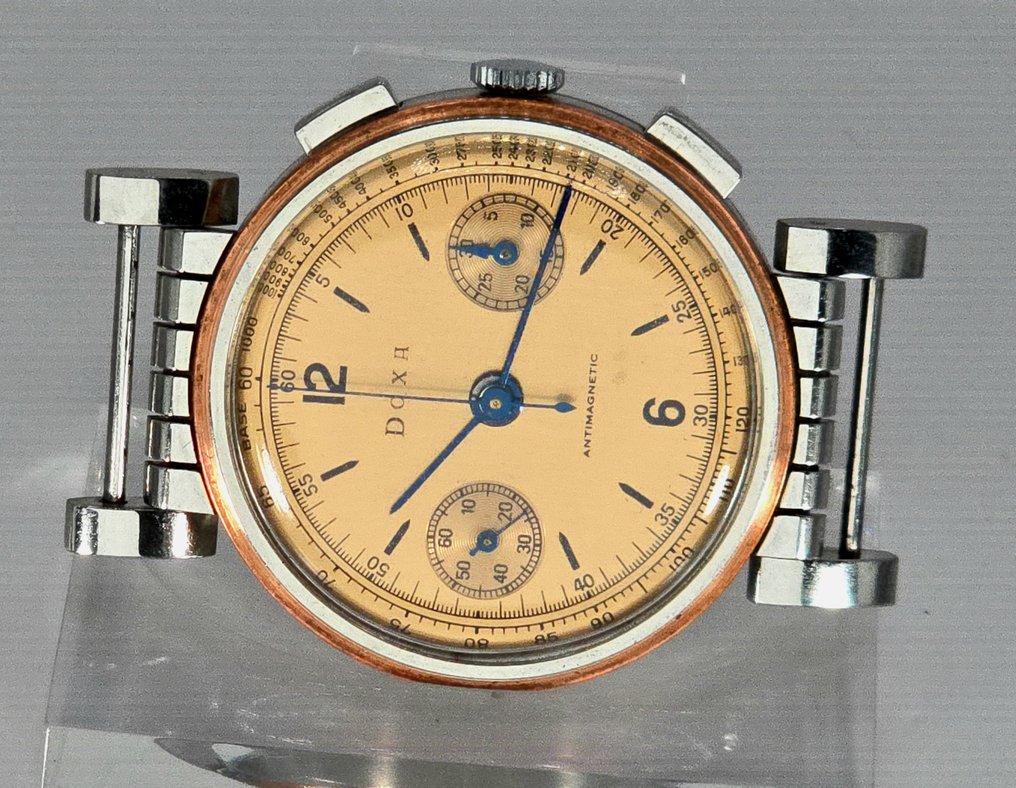 DOXA - Stahl Chronograph - Kaliber Valjoux 22 - kupferfärbiges Ziffernblatt - bewegliche Anstösse - Originalzustand - Férfi - 1940 #3.2