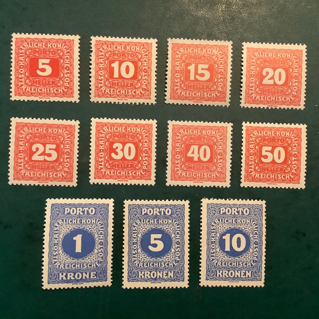 Austria 1916 - Service stamps : complete set in perforation 12,5 - Michel 47/57 B #1.0