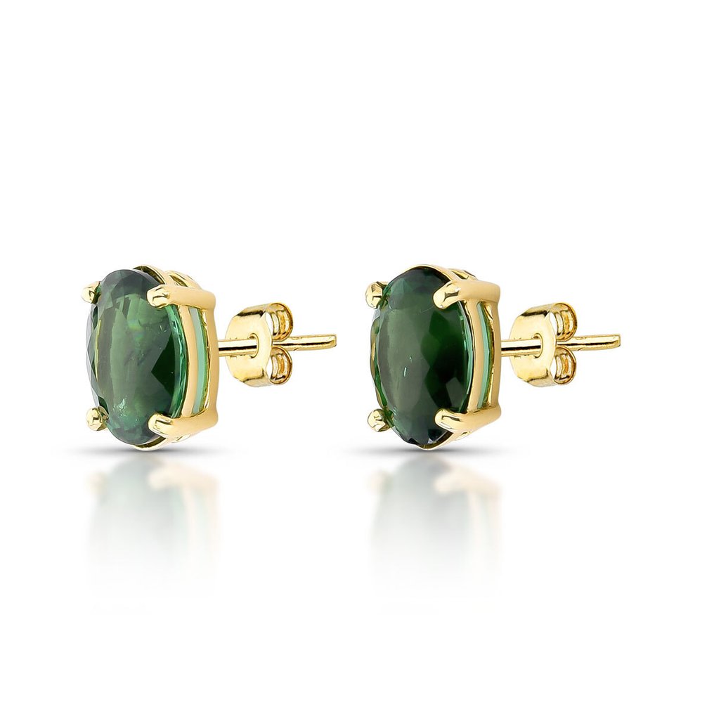 耳環 - 18 克拉 黃金 -  6.12ct. tw. 電氣石 - 八零一九七七 #1.0