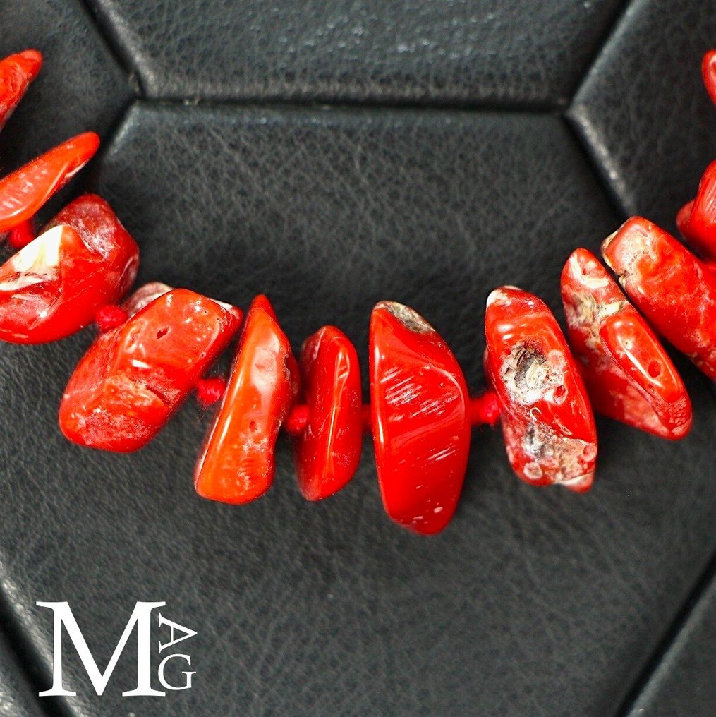 Μεσογειακό Κόκκινο Κοράλλι Νεστός - Κόκκινο Κοράλλι της Σαρδηνίας - Κόμπος από Ποιοτικό Κόραλλι - Ύψος: 740 mm - Πλάτος: 23 mm- 116 g #4.3