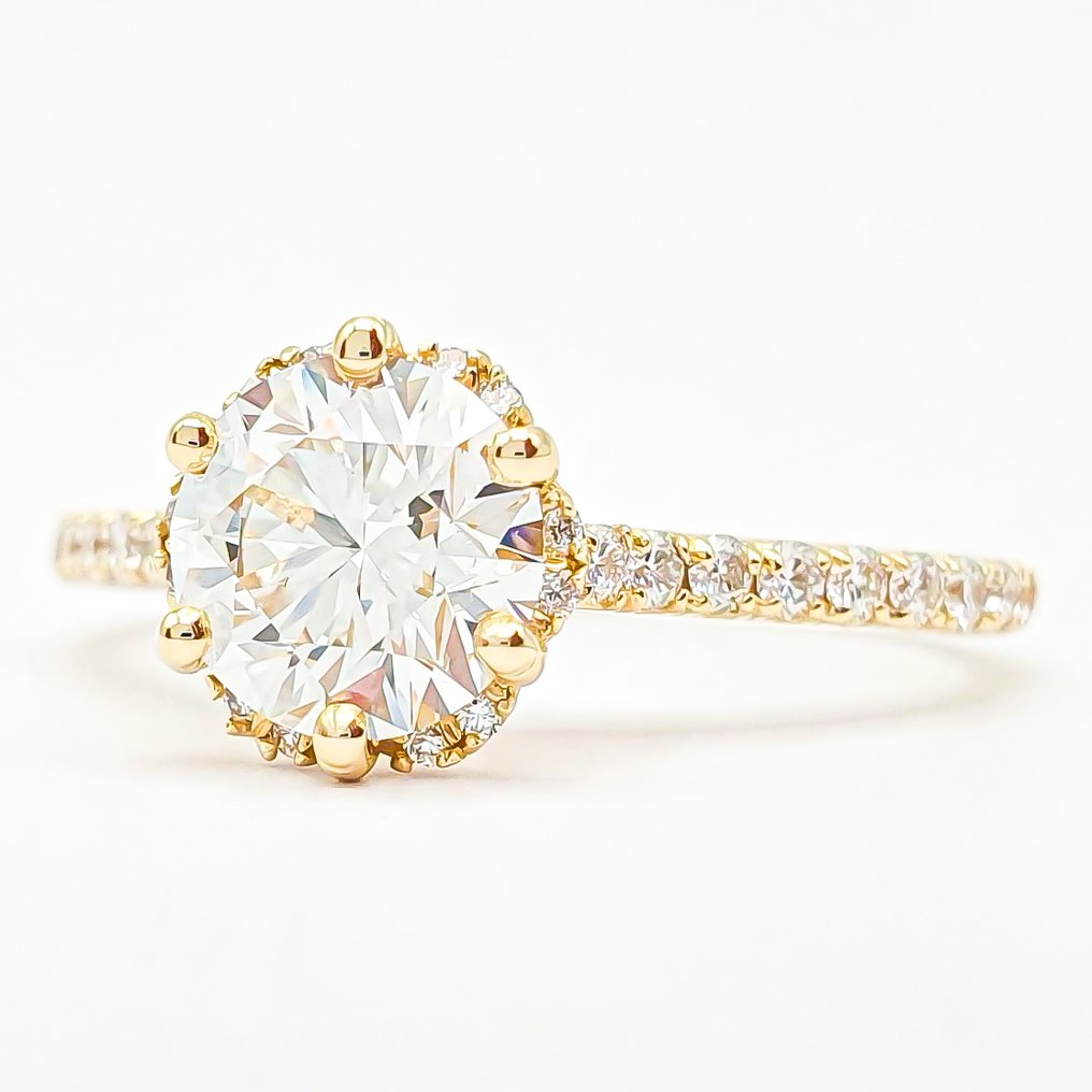 χωρίς τιμή ασφαλείας - Δαχτυλίδι - 14 καράτια Κίτρινο χρυσό - 1.47ct. tw. Διαμάντι (Εργαστηριακής καλλιέργειας) - Διαμάντι - D VS1 IGI #1.0