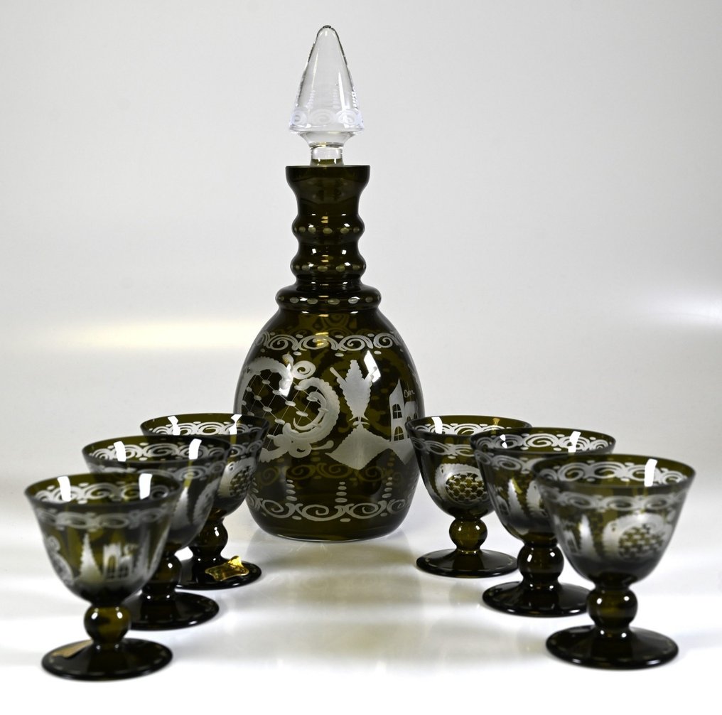 Egermann - Drinkset - Kristal - Groene karaf met 6 glazen #1.0