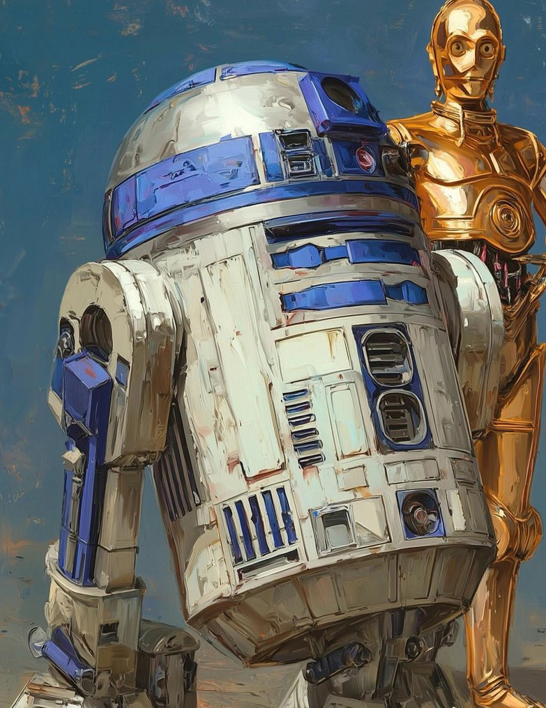Canvas Fit - Alberto Ricardo - Crónicas de dos galaxias: R2-D2 y C-3PO en óleo #3.2