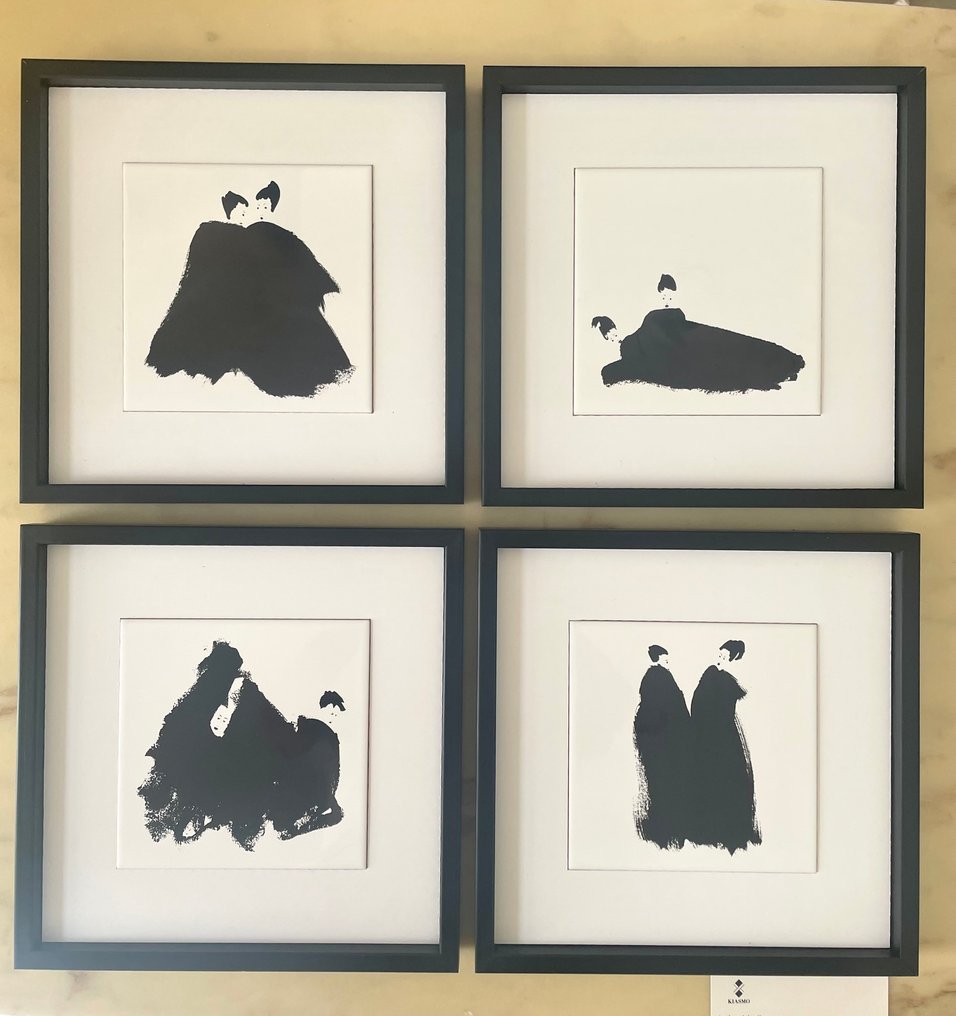 Kiasmo - Vincenzo D'Alba - Frame (4)- Small squares - Wood, Pottery - Haiku collection #1.0