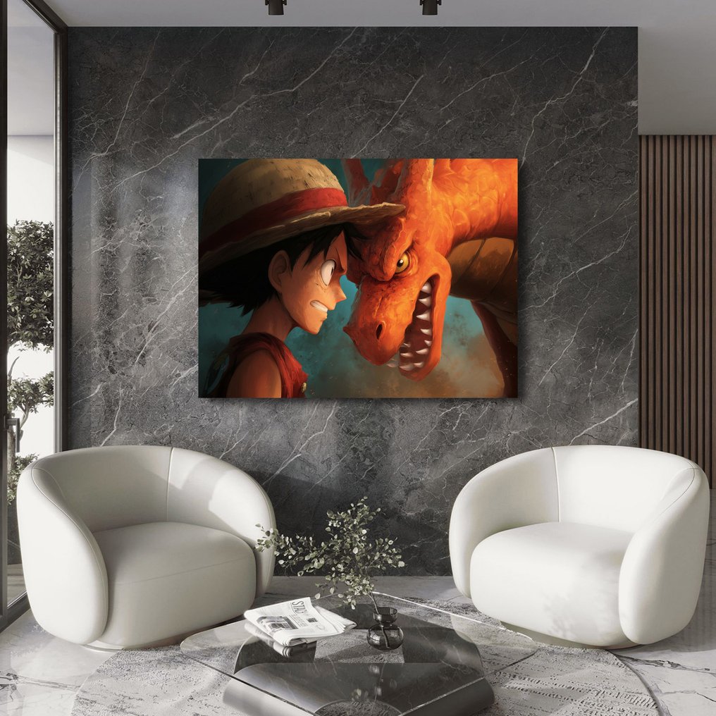 Canvas Fit - Alberto Ricardo - El Desafío del Fuego: Luffy vs. Charizard" #1.0