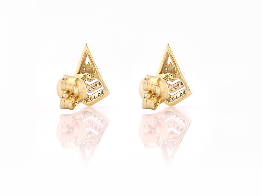 Sans prix de réserve - Boucles d'oreilles - 14 carats Or jaune - 0.10ct. tw. Diamant (Naturelle) #4.3