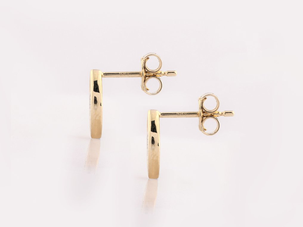 χωρίς τιμή ασφαλείας - Σκουλαρίκια - 14 καράτια Κίτρινο χρυσό - 0.05ct. tw. Διαμάντι (Φυσικό) #1.0