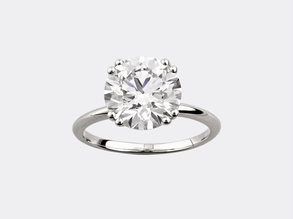 戒指 - 14K包金 白金 - 3.03ct. tw. 钻石 (实验室培育) #1.0