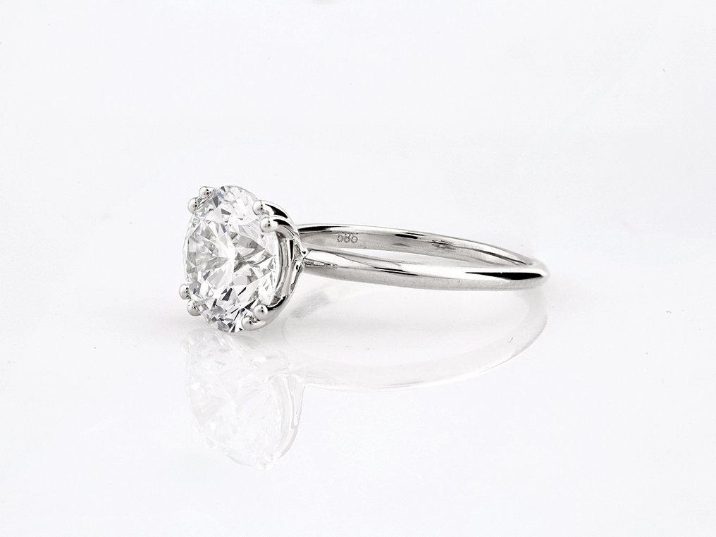 戒指 - 14K包金 白金 - 3.03ct. tw. 钻石 (实验室培育) #1.0