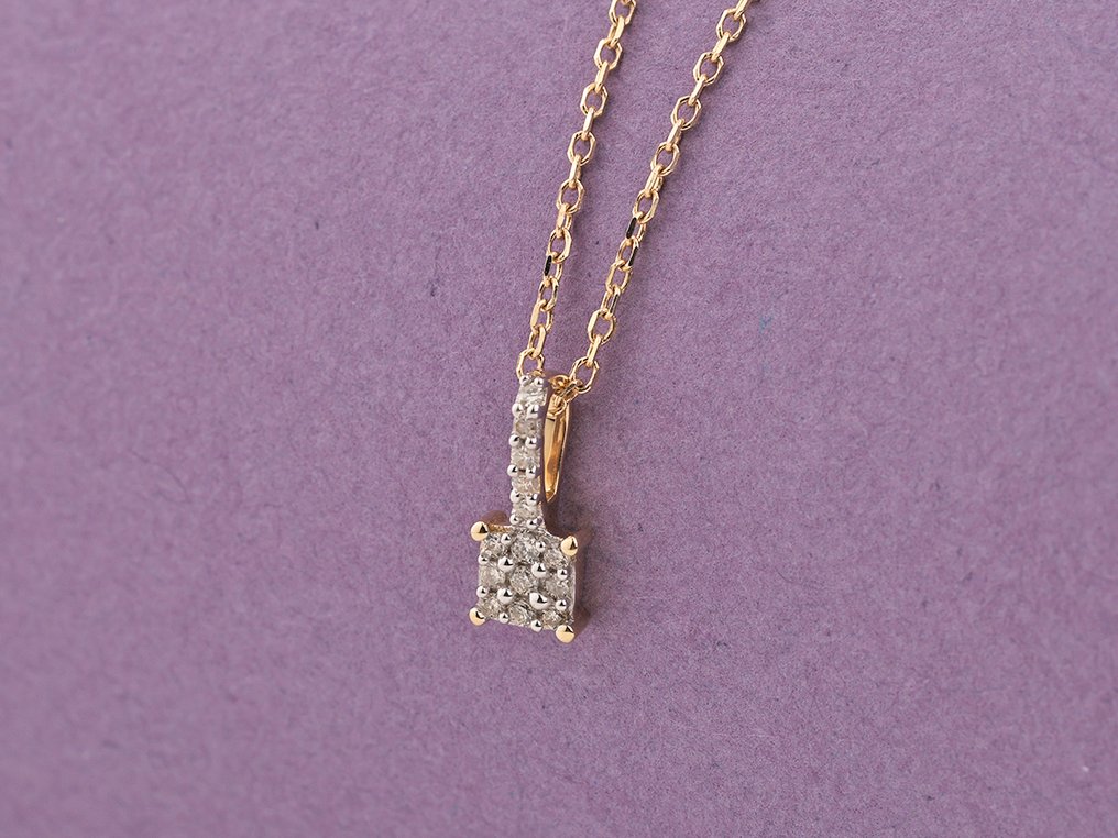 沒有保留價 - 吊墜頸鏈 - 14 克拉 黃金 - 0.06ct. tw. 鉆石 (天然) #4.3