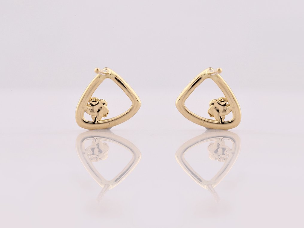 χωρίς τιμή ασφαλείας - Σκουλαρίκια - 14 καράτια Κίτρινο χρυσό -  0.06ct. tw. Διαμάντι (Φυσικό)  #2.1