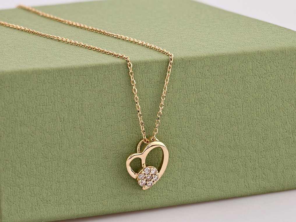 Collier avec pendentif - 14 carats Or jaune -  0.11ct. tw. Diamant (Naturelle)  #4.3