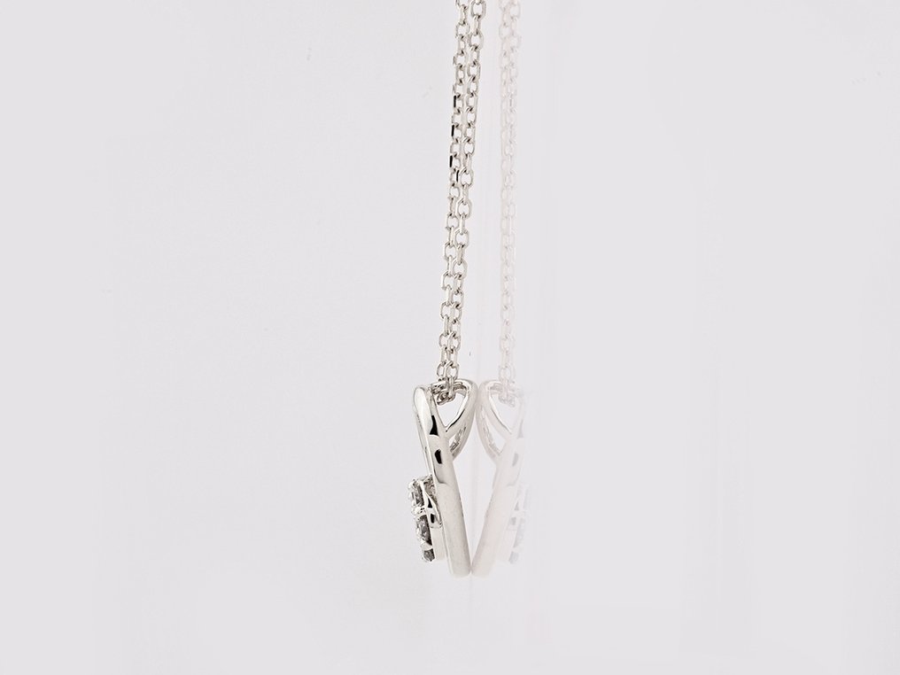 Κολιέ με μενταγιόν - 14 καράτια Λευκός χρυσός -  0.11ct. tw. Διαμάντι (Φυσικό)  #3.2